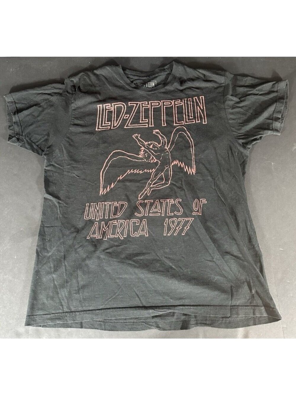 Led Zeppelin Men T-Shirt XL Black The United States Of America 1977 Icarus